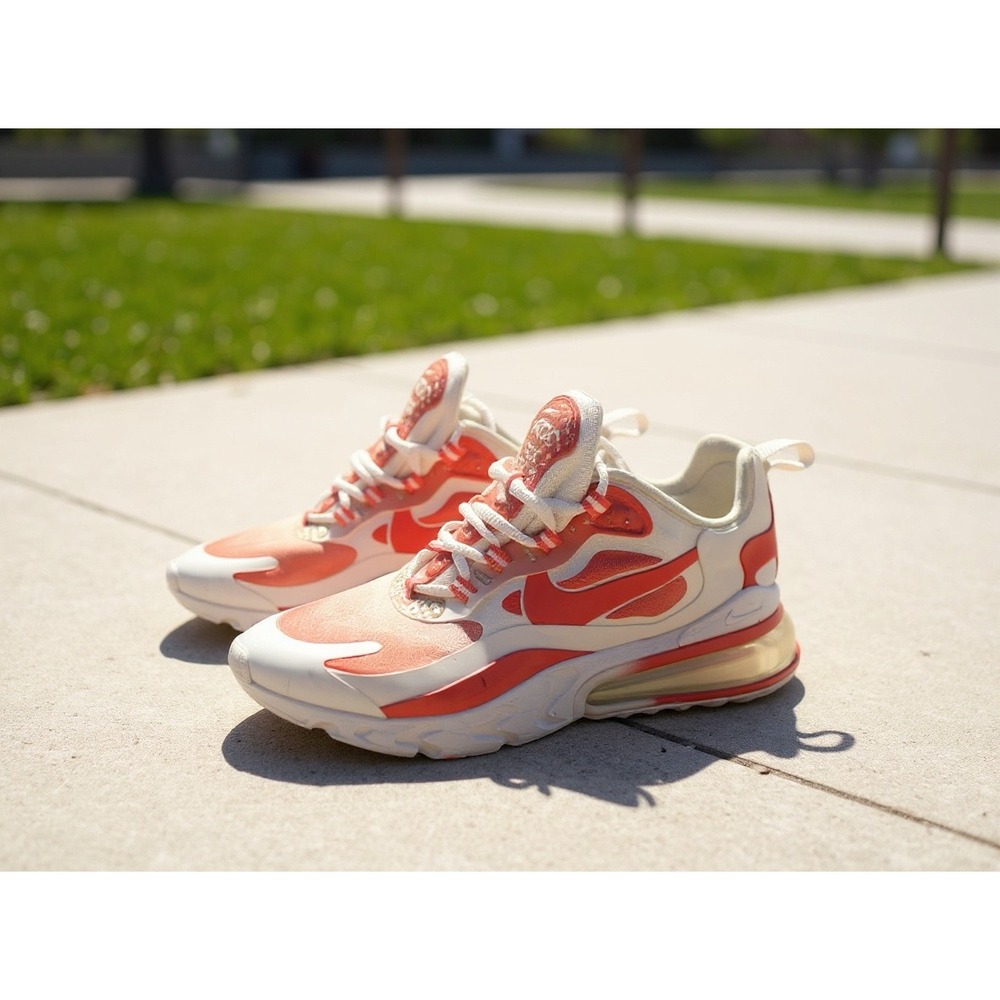 Nike Air Max 270 React Women Shoes White Coral BV3387 100 Sz8‎ running athletic